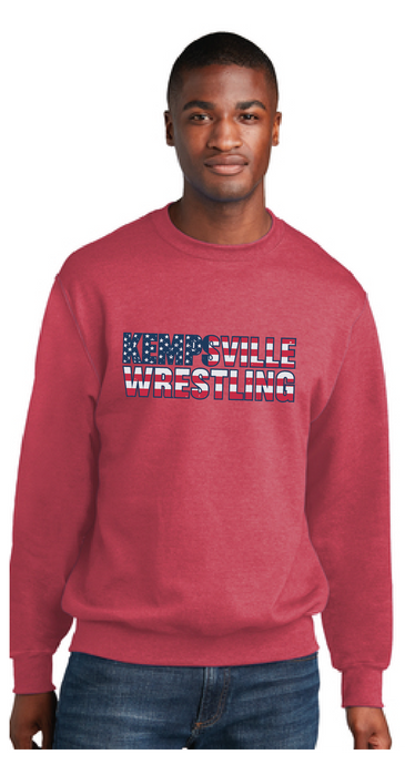 Core Fleece Crewneck Sweatshirt / Heather Red / Kempsville High School Wrestling