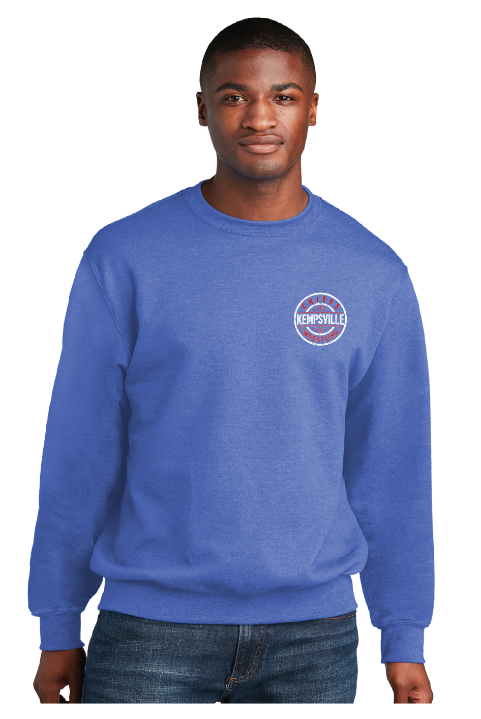 Core Fleece Crewneck Sweatshirt / Heather Royal / Kempsville High School Wrestling