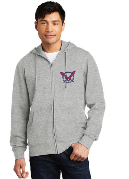 Fleece Full Zip Pullover Hooded Sweatshirt / Heathered Grey / Kempsville High School Wrestling