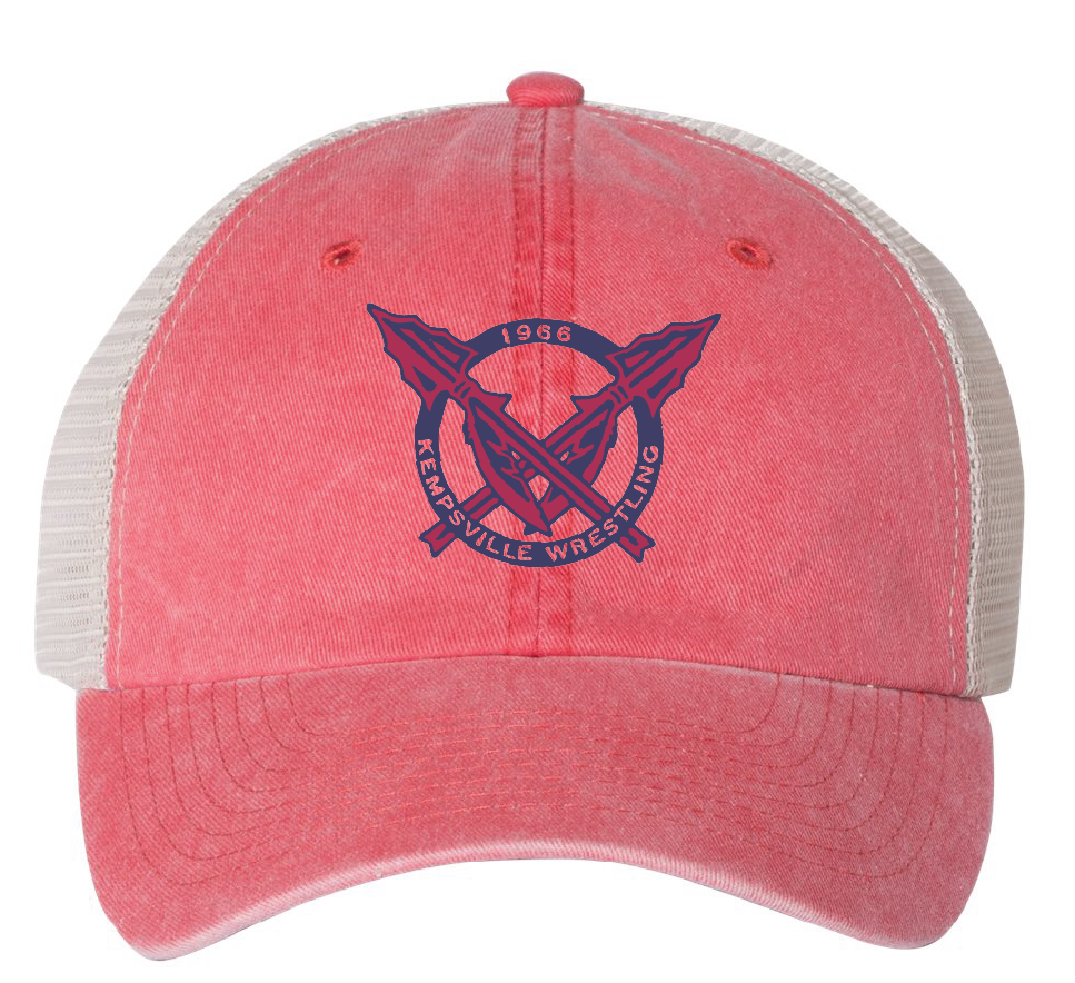 Pigment-Dyed Trucker Cap / Red / Kempsville High School Wrestling