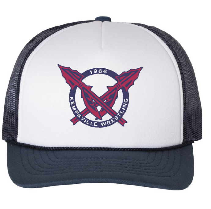 Foam Trucker Cap / White/Navy / Kempsville High School Wrestling