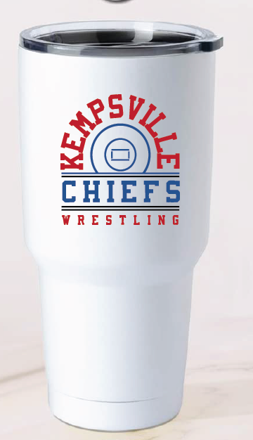 32oz Stainless Steel Tumbler / White / Kempsville High School Wrestling