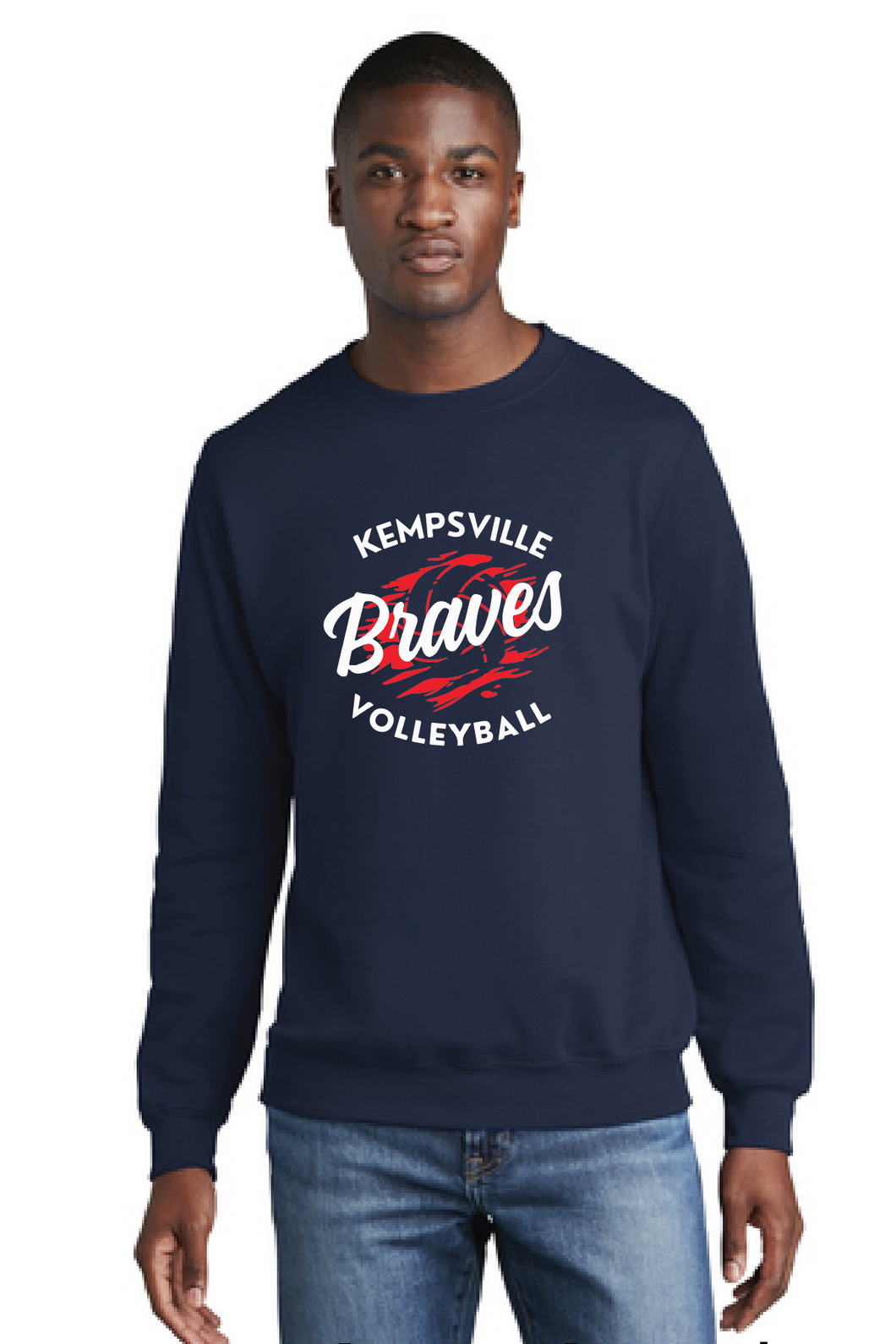 Core Fleece Crewneck Sweatshirt / Navy / Kempsville Middle School Volleyball