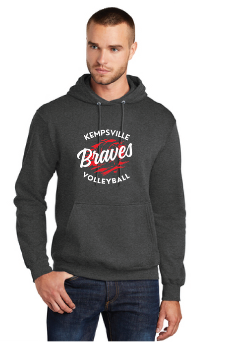 Core Fleece Pullover Hooded Sweatshirt / Dark Heather Grey / Kempsville Middle School Volleyball
