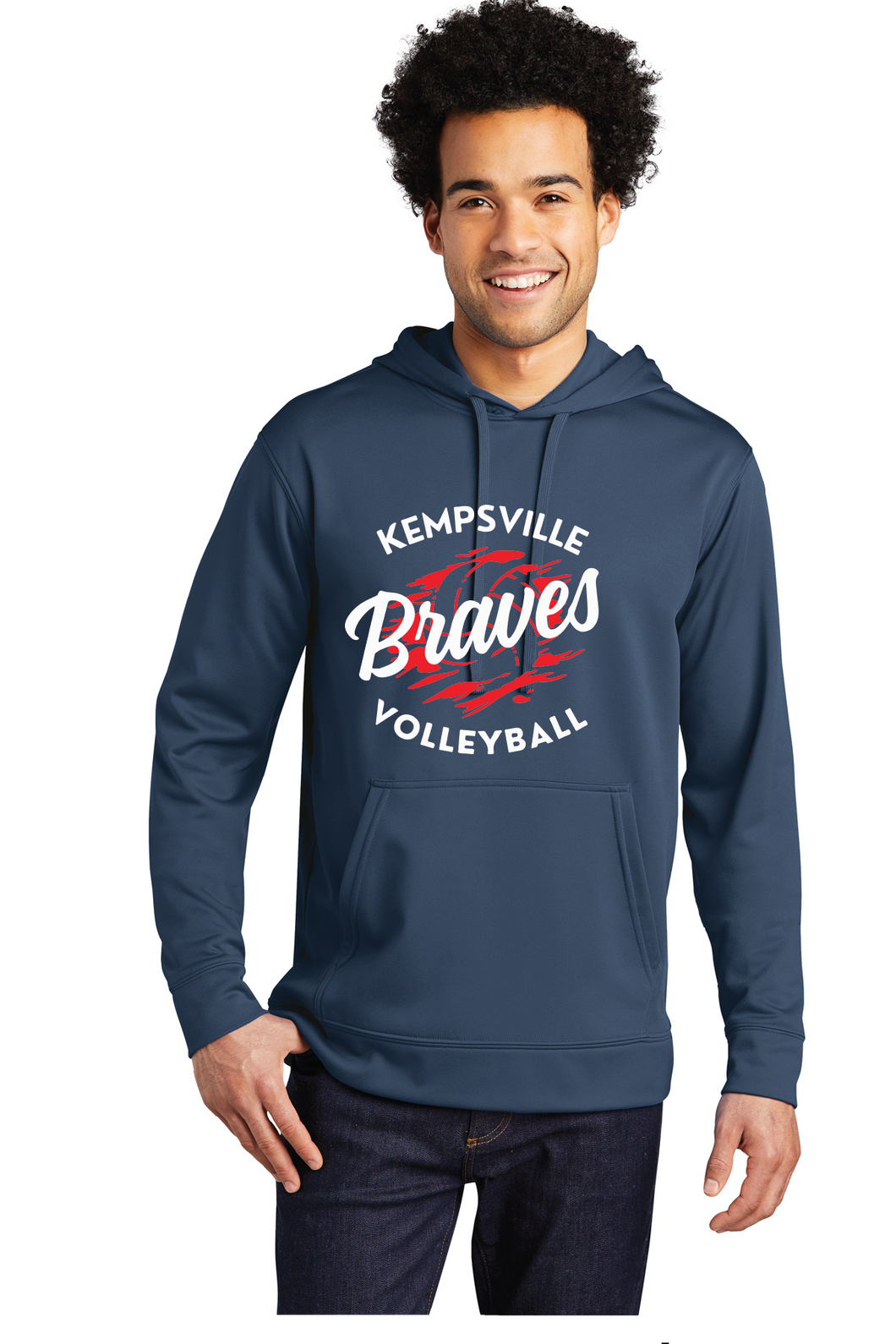 Performance Fleece Pullover Hooded Sweatshirt / Navy  / Kempsville Middle School Volleyball