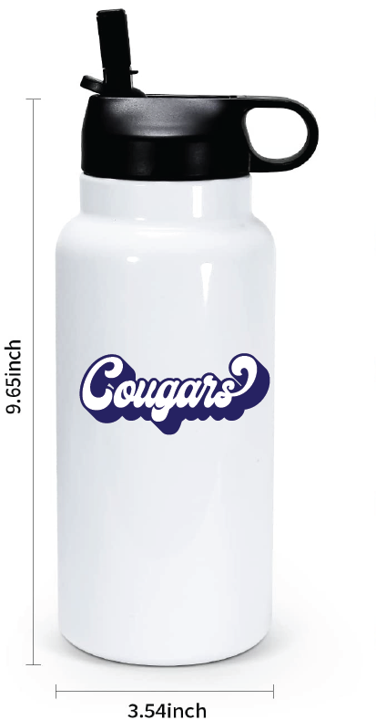 32oz Stainless Steel Water Bottle / White / Kingston Elementary School