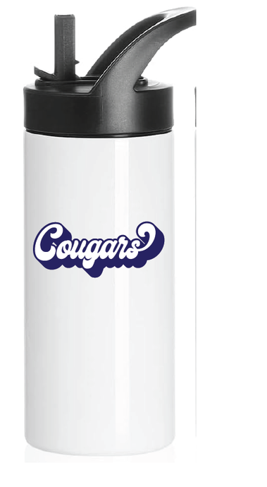 16oz Sports Kids Stainless Steel Water Bottle / White / Kingston Elementary School