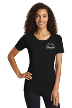 Ladies Long Sleeve Tri-Blend Wicking Scoop Neck Raglan Tee / Black / Kingston Elementary Staff