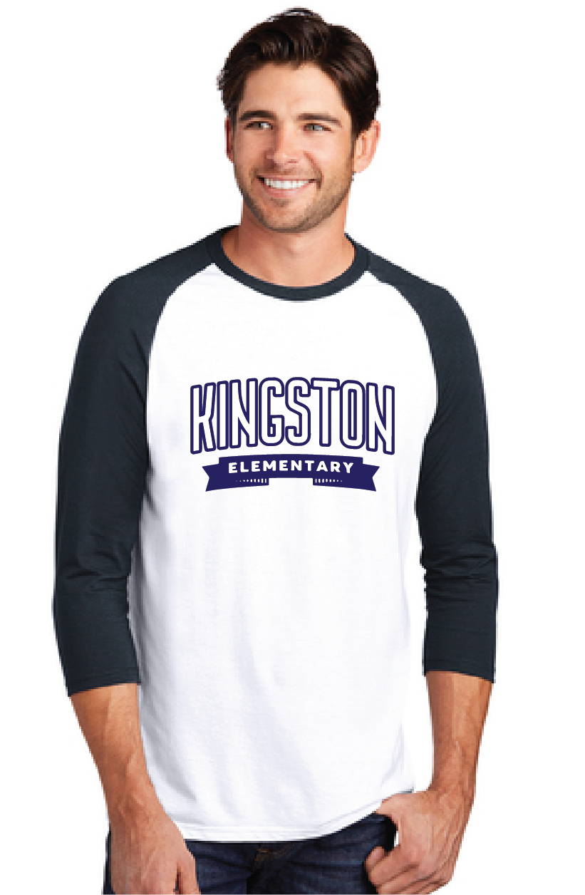 Perfect Tri 3/4-Sleeve Raglan / White Navy / Kingston Elementary Staff