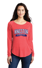 Long Sleeve Tri-Blend Wicking Scoop Neck Raglan Tee / Red / Kingston Elementary Staff