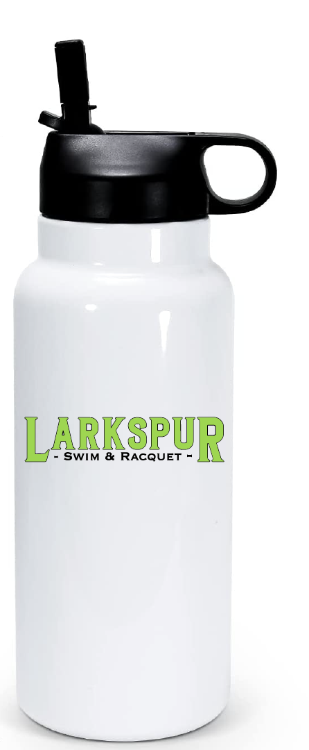 30oz Stainless Steel Water Bottle / White / Larkspur Swim and Racquet Club