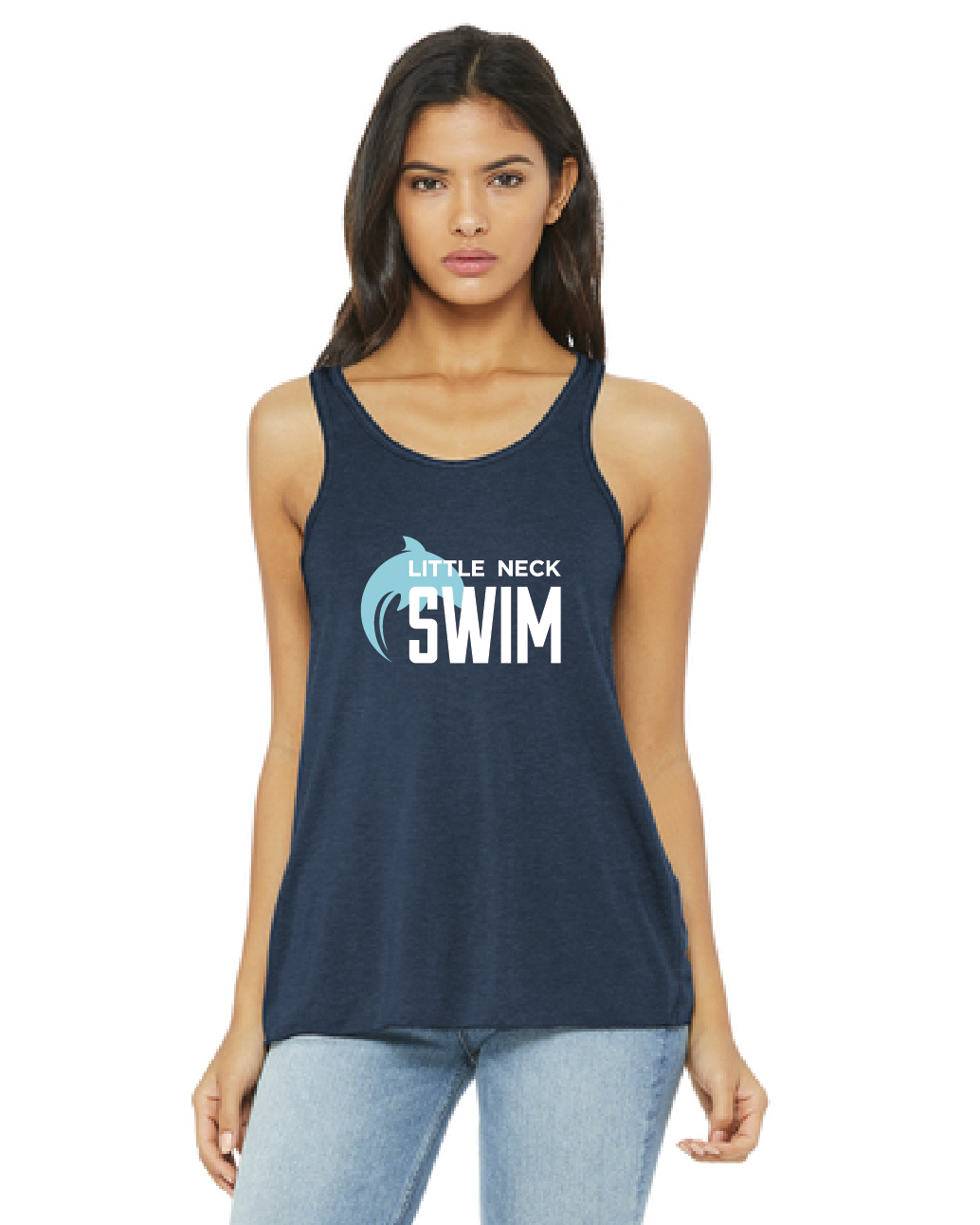 Women’s Flowy Racerback Tank / Midnight / Little Neck Swim Team