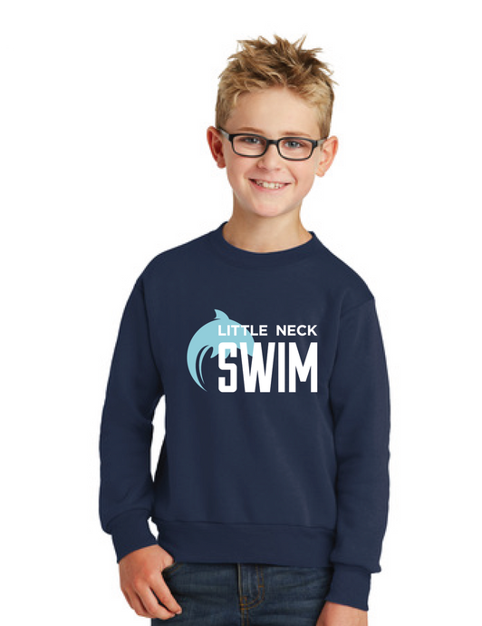 Youth Fleece Crewneck Sweatshirt / Navy / Little Neck Swim Team