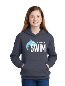 Youth Fleece Hooded Sweatshirt / Heather Navy / Little Neck Swim Team