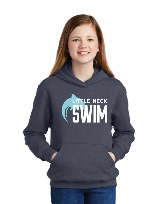 Youth Fleece Hooded Sweatshirt / Heather Navy / Little Neck Swim Team
