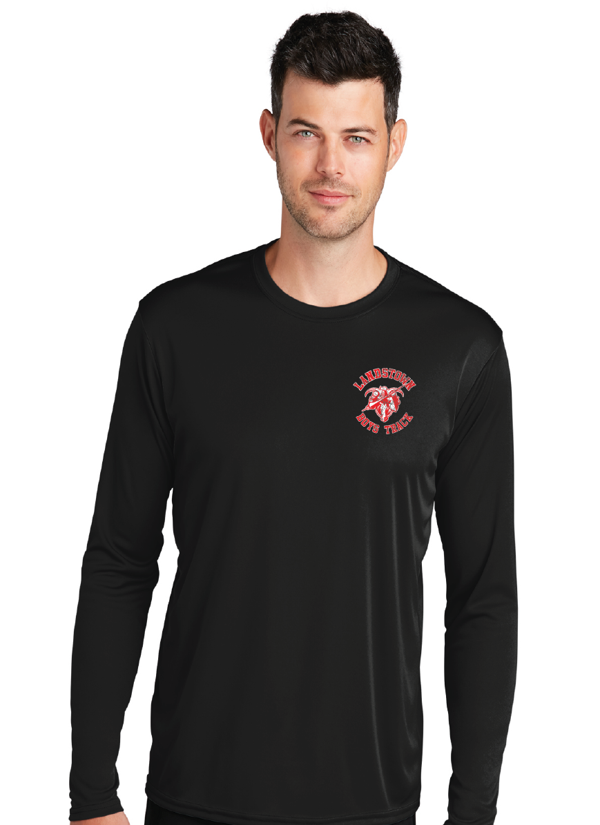 Long Sleeve Performance Contender Tee / Black / Landstown Middle School Boys Track