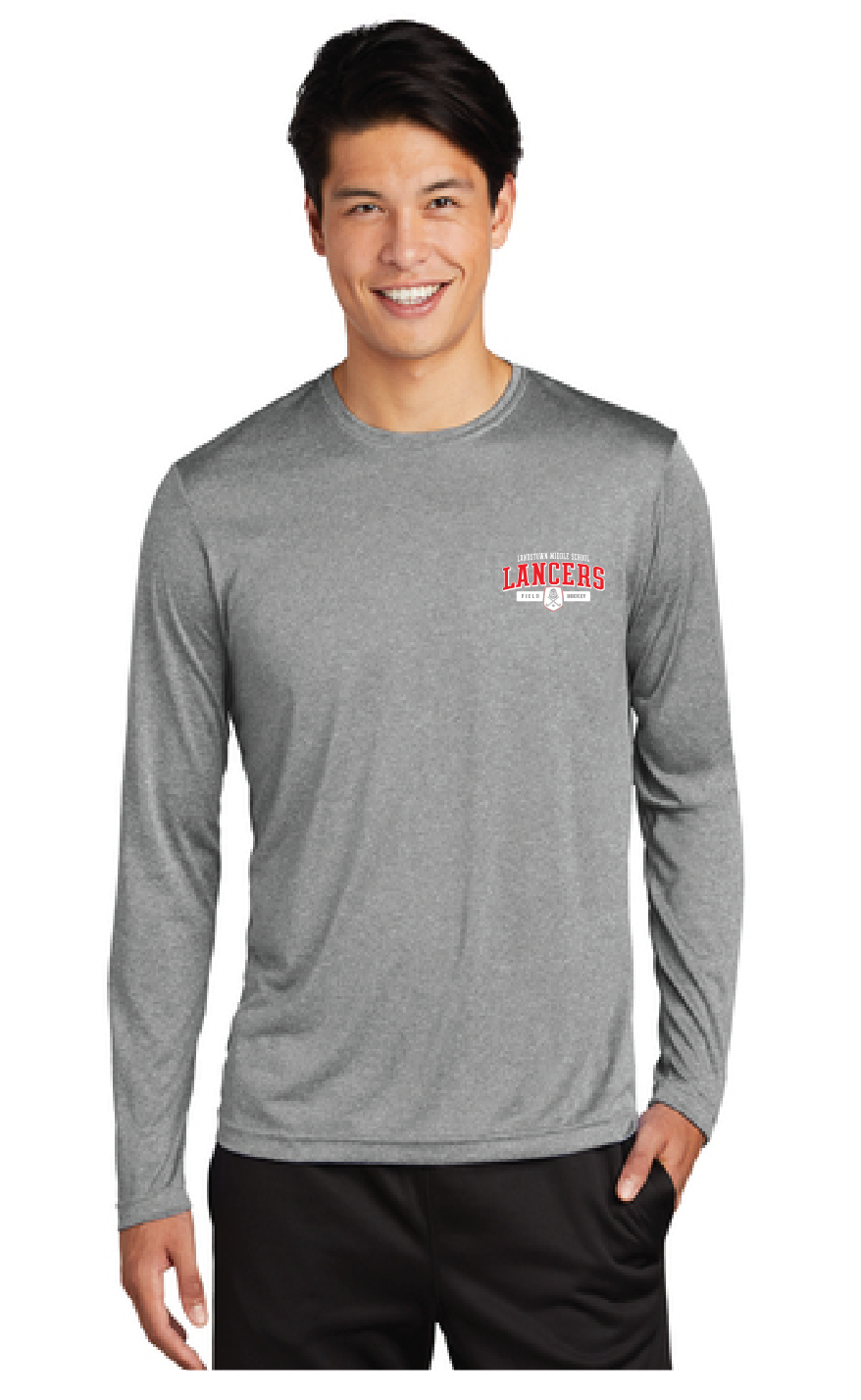 Long Sleeve Heather Contender Tee / Graphite / Landstown Middle School Field Hockey