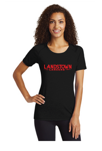 Ladies Long Sleeve Tri-Blend Wicking Scoop Neck Raglan Tee / Black / Landstown Middle School Staff