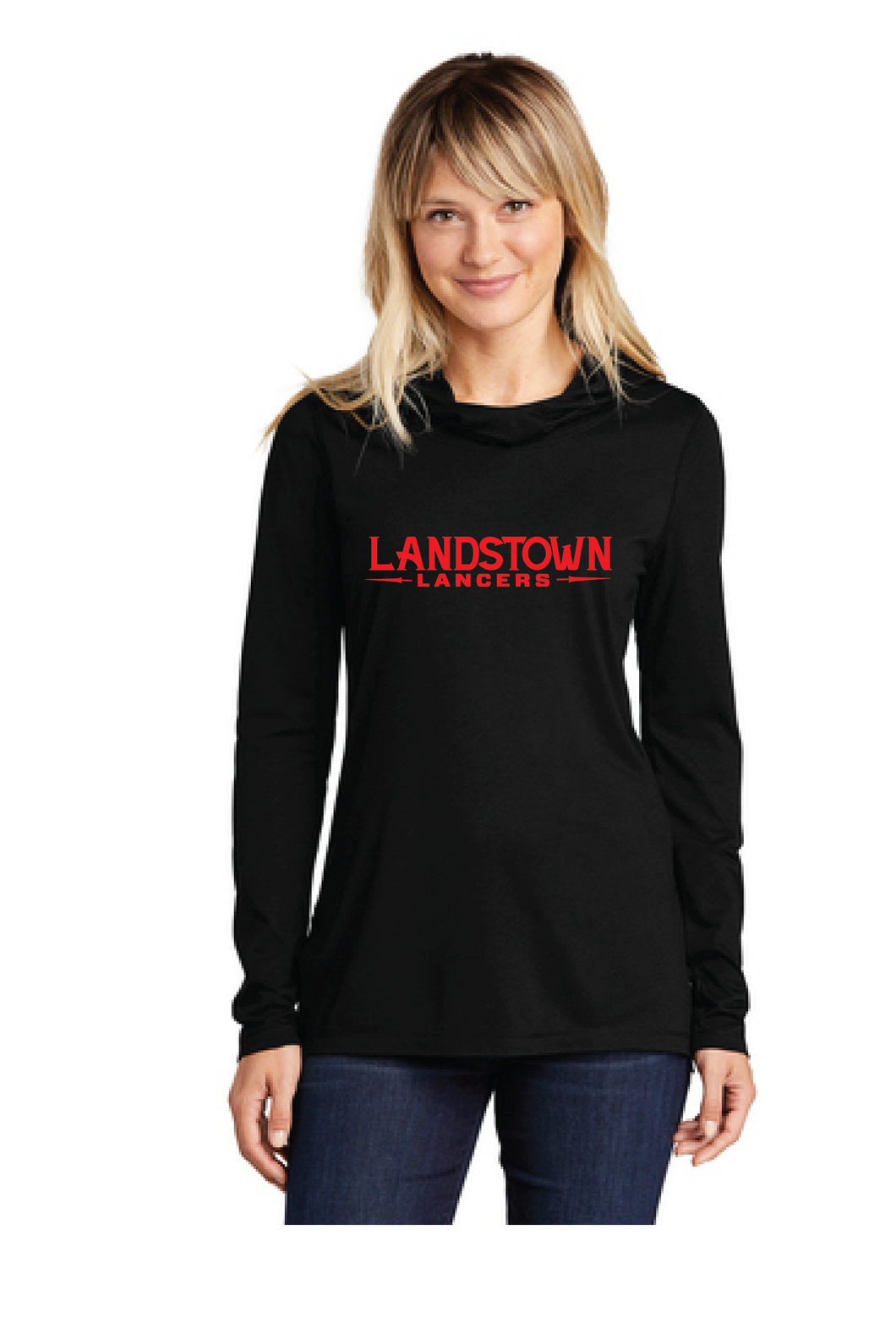 Tri-Blend Wicking Long Sleeve Hoodie / Black / Landstown Middle School Staff