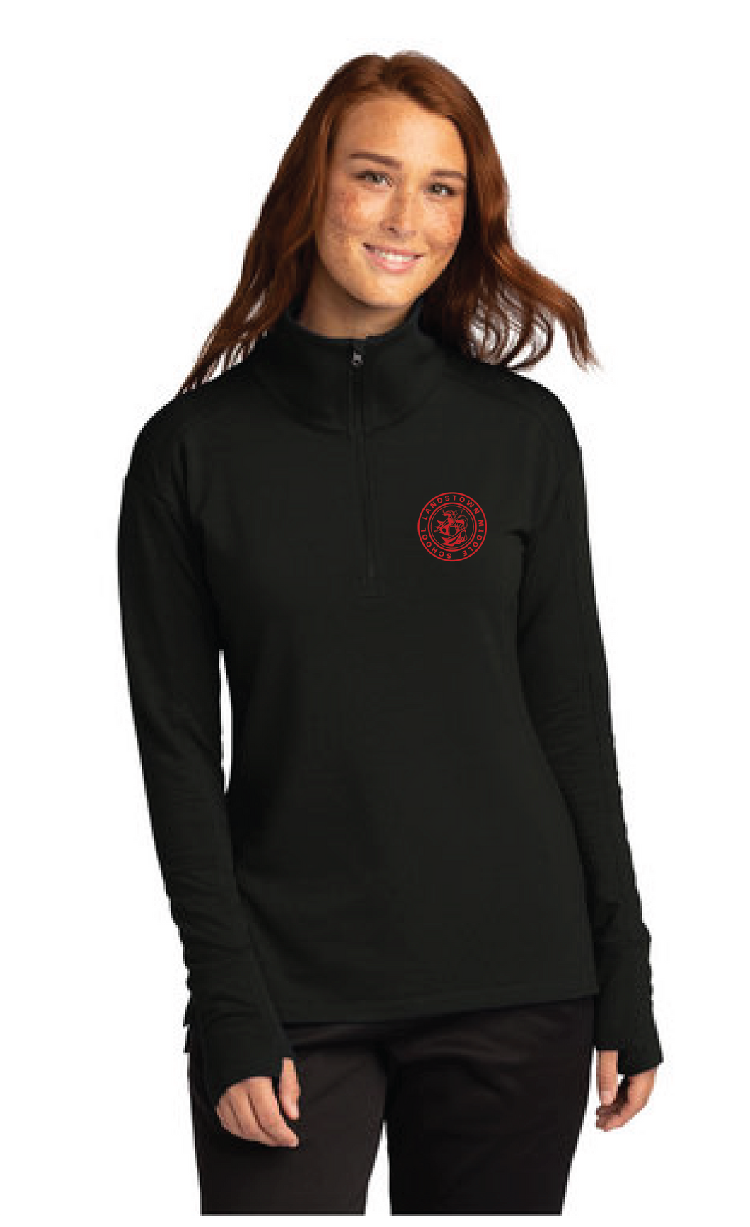 Ladies Flex Fleece 1/4-Zip / Black / Landstown Middle School Staff