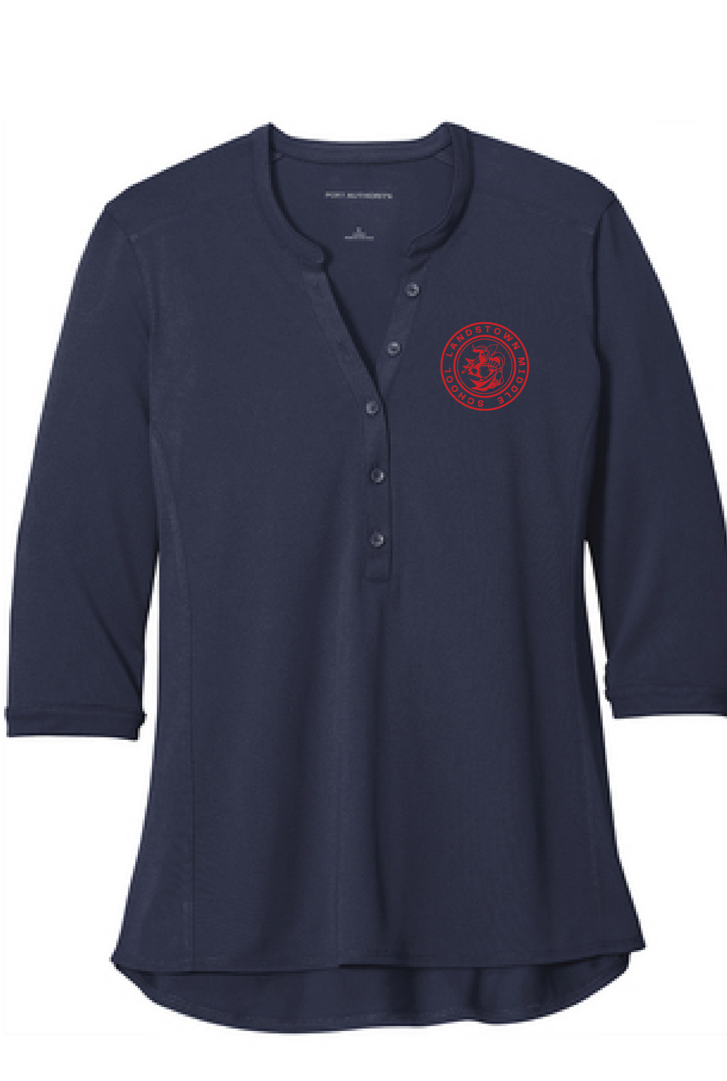Ladies UV Choice Pique Henley / Navy / Landstown Middle School Staff