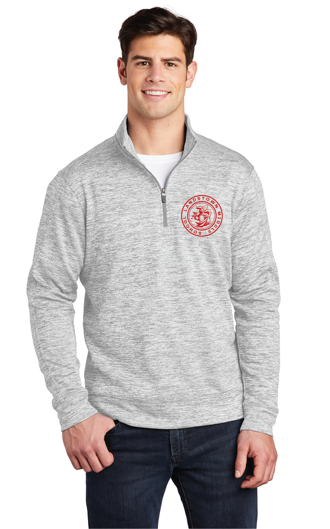 Electric Heather Fleece 1/4-Zip Pullover / Silver Electric / Landstown Middle School Staff