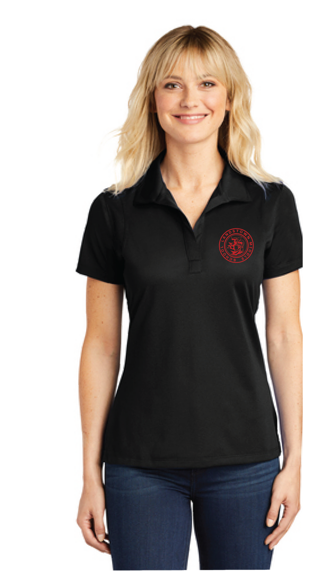 Ladies Micropique Polo / Black / Landstown Middle School Staff