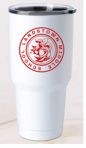 30oz Stainless Steel Tumbler / White / Landstown Middle School Staff
