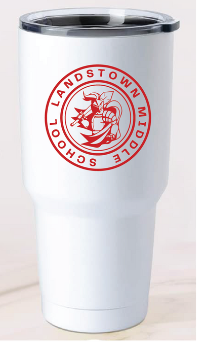 30oz Stainless Steel Tumbler / White / Landstown Middle School Staff