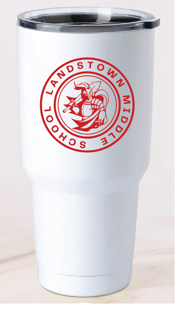 30oz Stainless Steel Tumbler / White / Landstown Middle School Staff