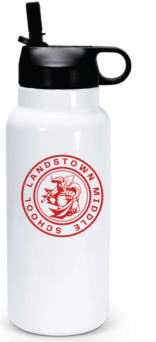 32oz Stainless Steel Water Bottle / White / Landstown Middle School Staff