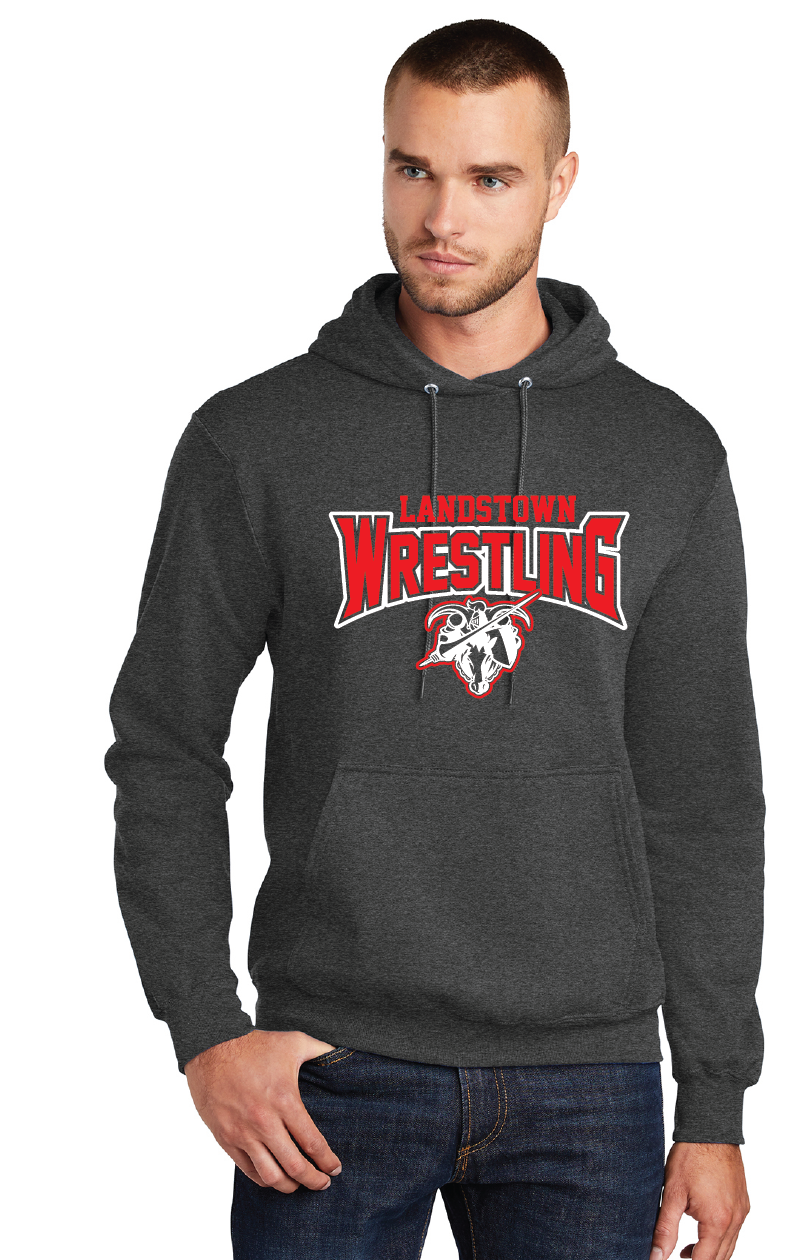 Core Fleece Pullover Hooded Sweatshirt / Dark Heather Grey / Landstown Middle School Wrestling