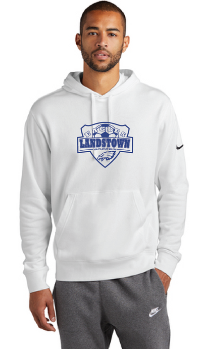 Nike Club Fleece Sleeve Swoosh Pullover Hoodie / White / Landstown High School Soccer