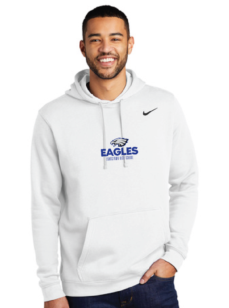 Nike Club Fleece Pullover Hoodie / White / Landstown High School