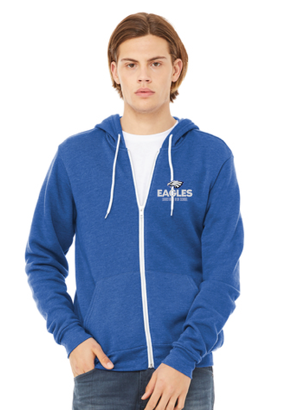 Sponge Fleece Full-Zip Hoodie / Royal Heather / Landstown High School