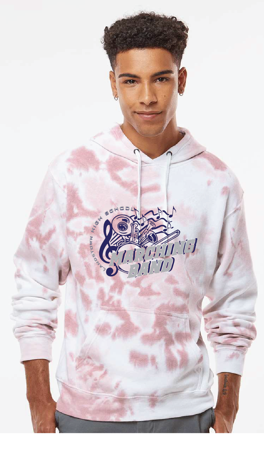 Tie-Dye Fleece Hooded Sweatshirt / Red / Landstown High School Marching Band