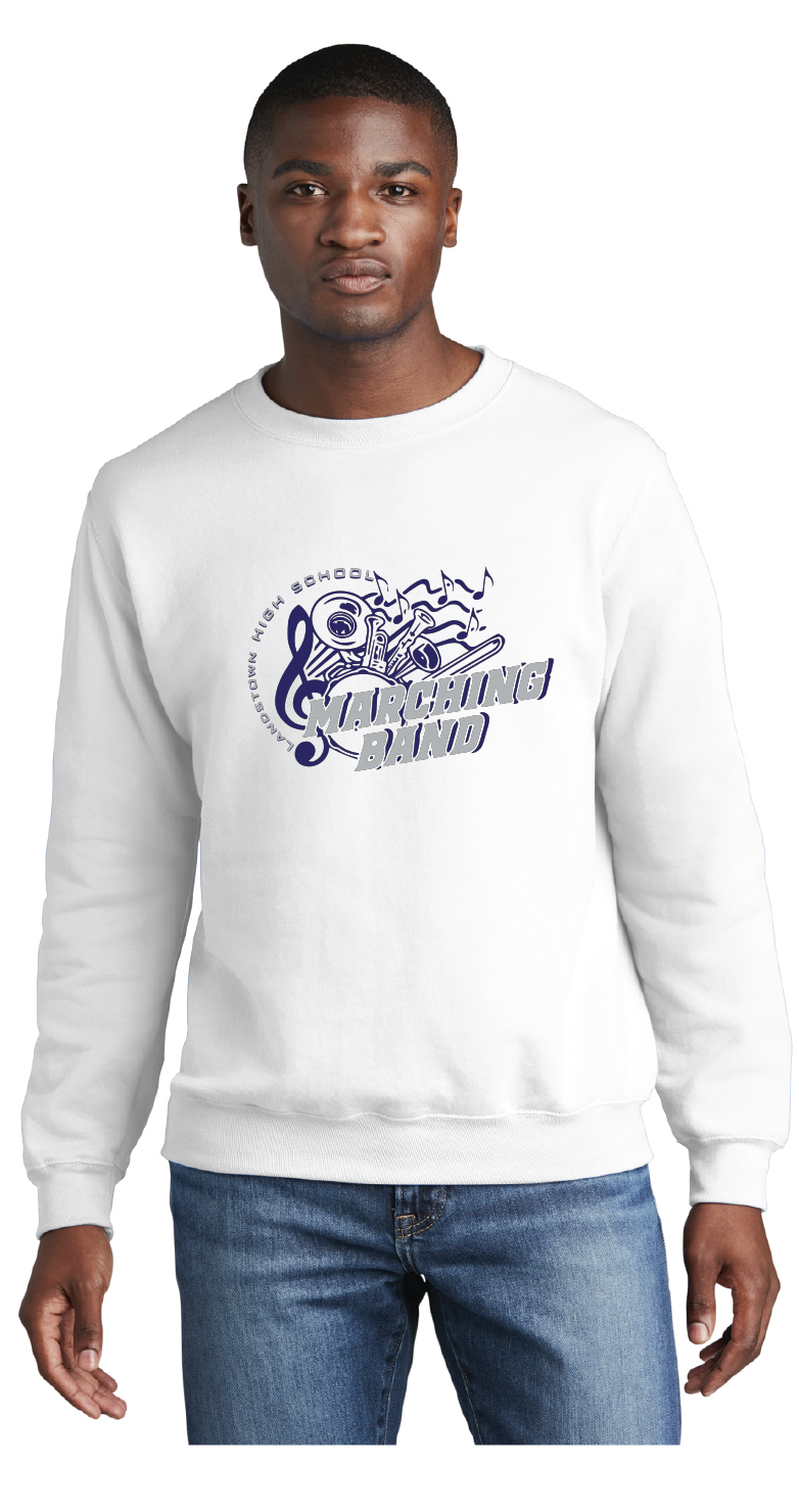 Core Fleece Crewneck Sweatshirt / White / Landstown High School Marching Band