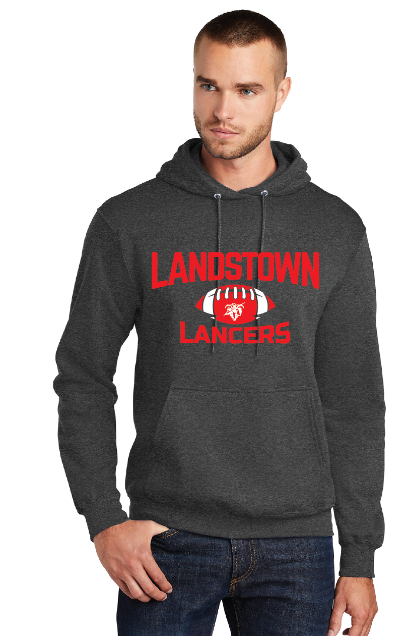 Fleece Pullover Hooded Sweatshirt / Dark Heather Charcoal / Landstown Middle School Football