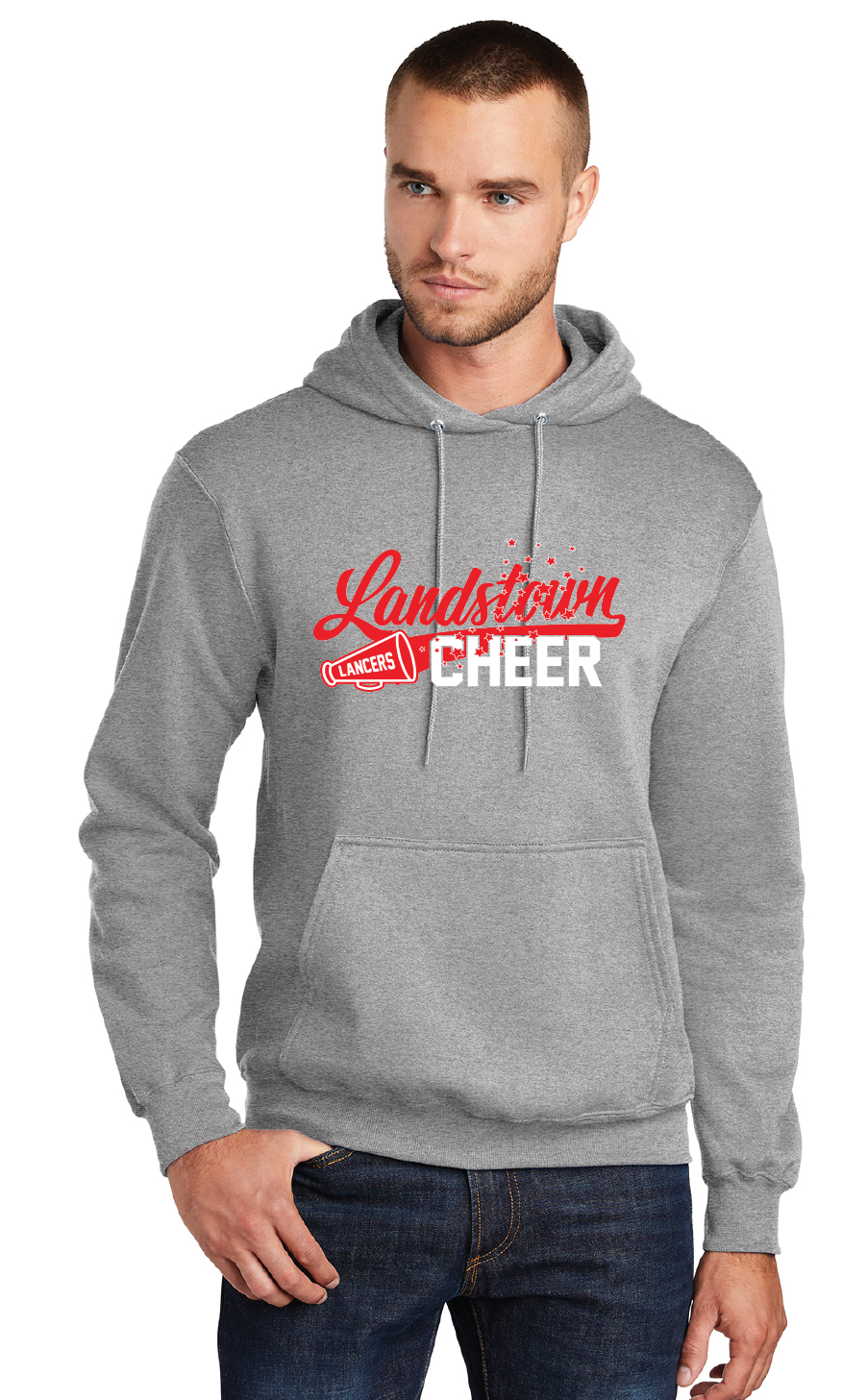 Fleece Hooded Sweatshirt / Athletic Heather / Landstown Middle School Cheer