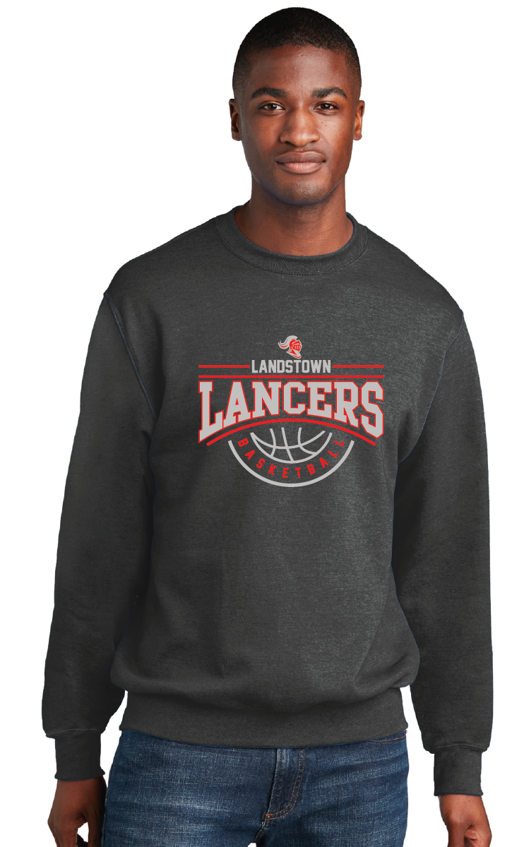 Core Fleece Crewneck Sweatshirt / Dark Heather Grey / Landstown Middle School Boys Basketball