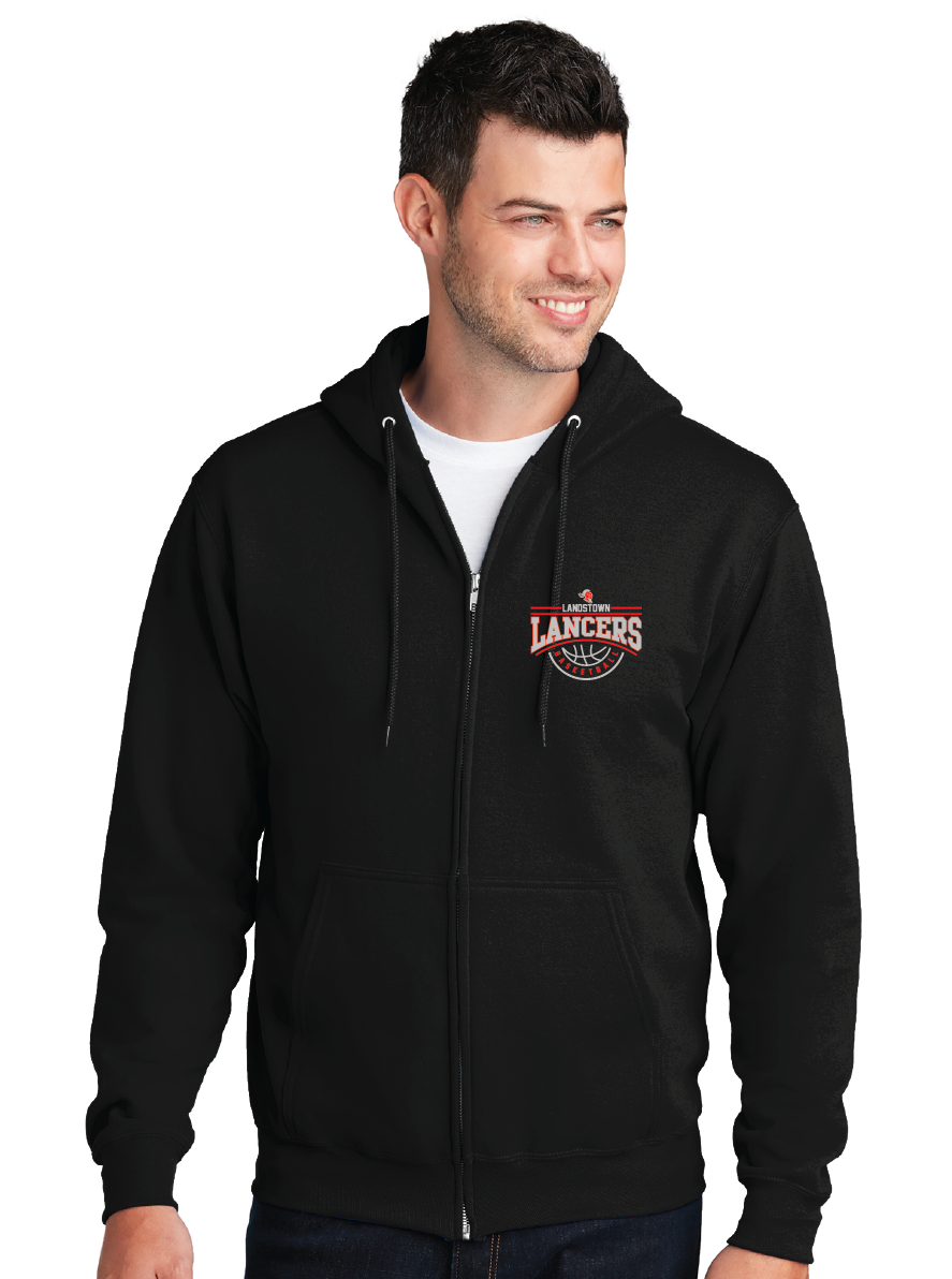 Fleece Full-Zip Hooded Sweatshirt / Black / Landstown Middle School Boys Basketball