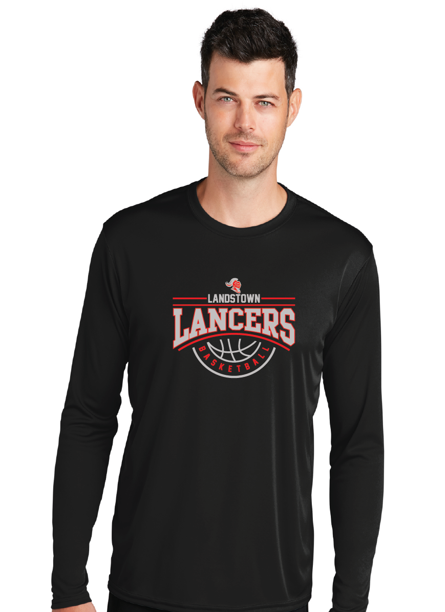 Long Sleeve Performance Contender Tee / Black / Landstown Middle School Boys Basketball