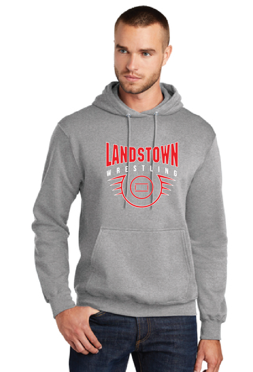 Fleece Pullover Hooded Sweatshirt / Athletic Heather / Landstown Middle School Wrestling