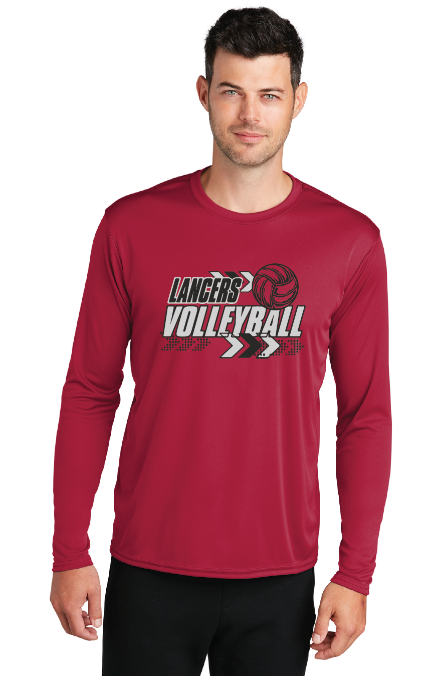 Long Sleeve Performance Tee / Red / Landstown Middle School Volleyball