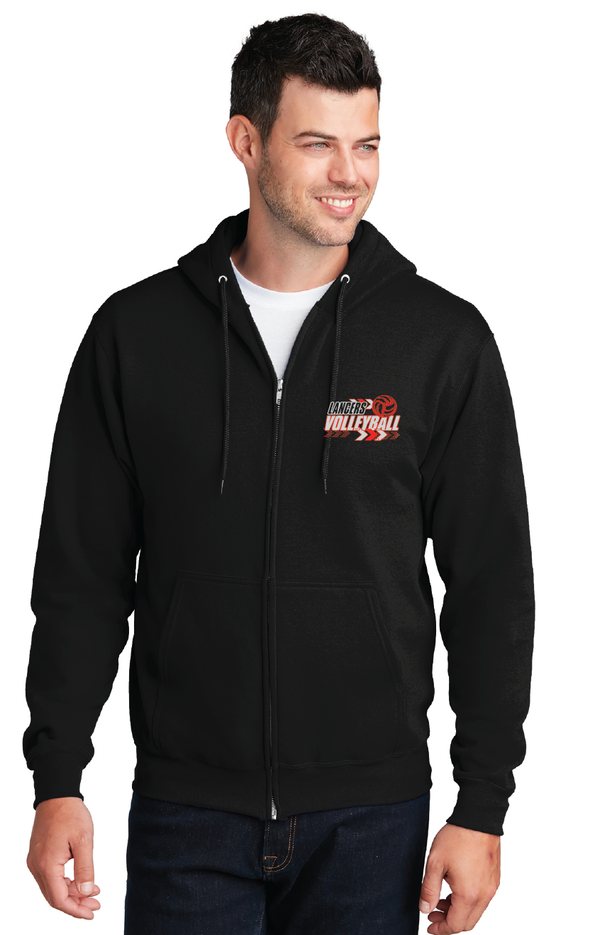 Fleece Full-Zip Hooded Sweatshirt / Black / Landstown Middle School Volleyball