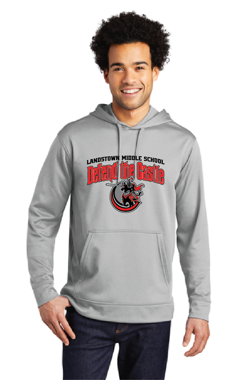 Performance Fleece Pullover Hooded Sweatshirt / Silver / Landstown Middle School