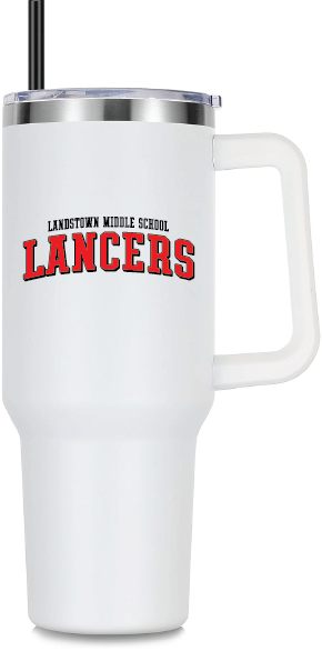 40oz Stainless Steel Tumbler / White / Landstown Middle School