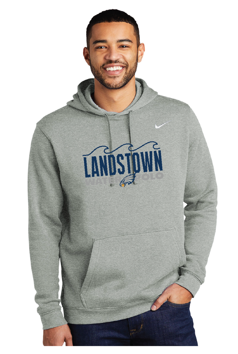 Nike Club Fleece Pullover Hoodie / Dark Grey Heather / Landstown High School Water Polo