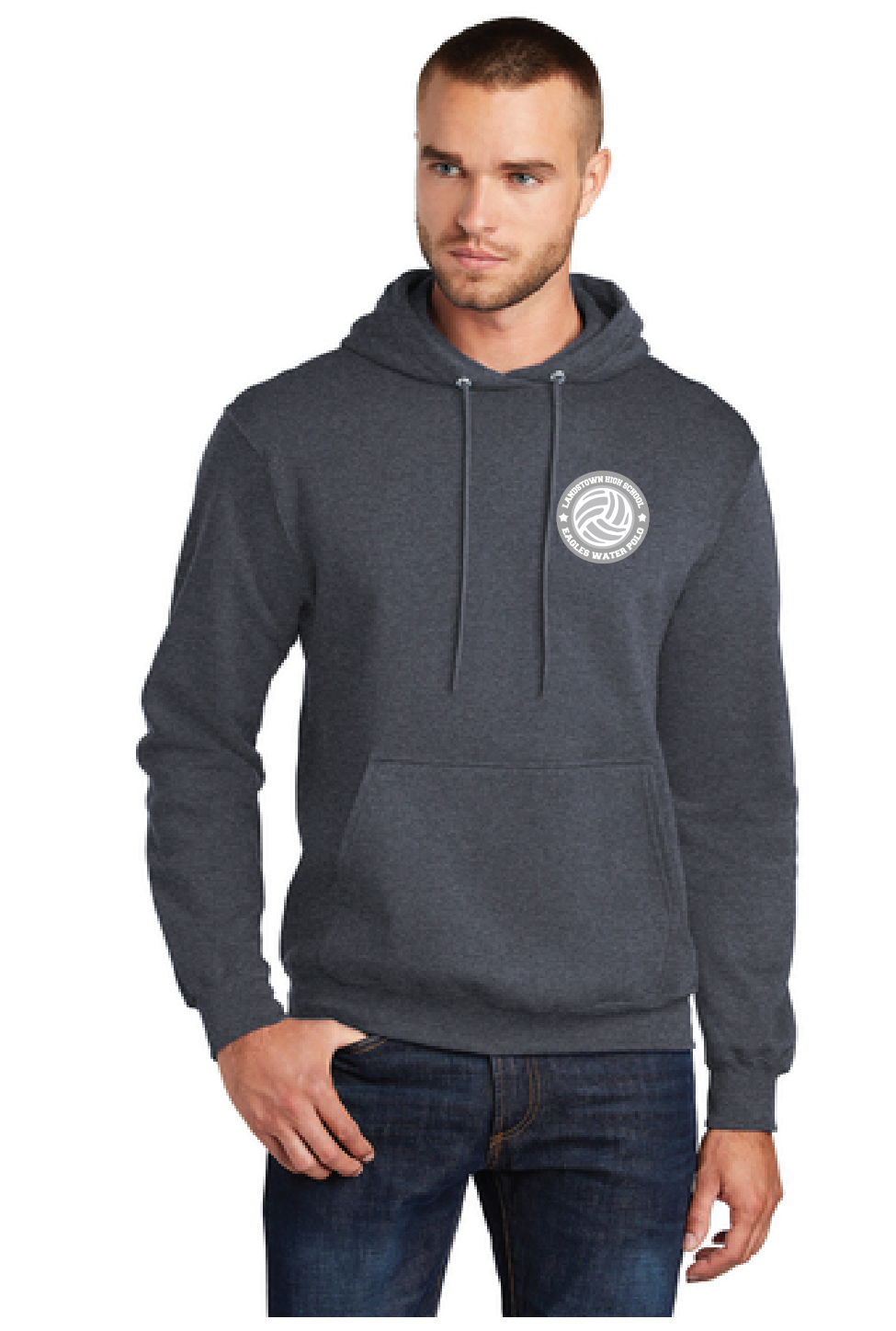 Core Fleece Pullover Hooded Sweatshirt / Heather Navy / Landstown High School Water Polo