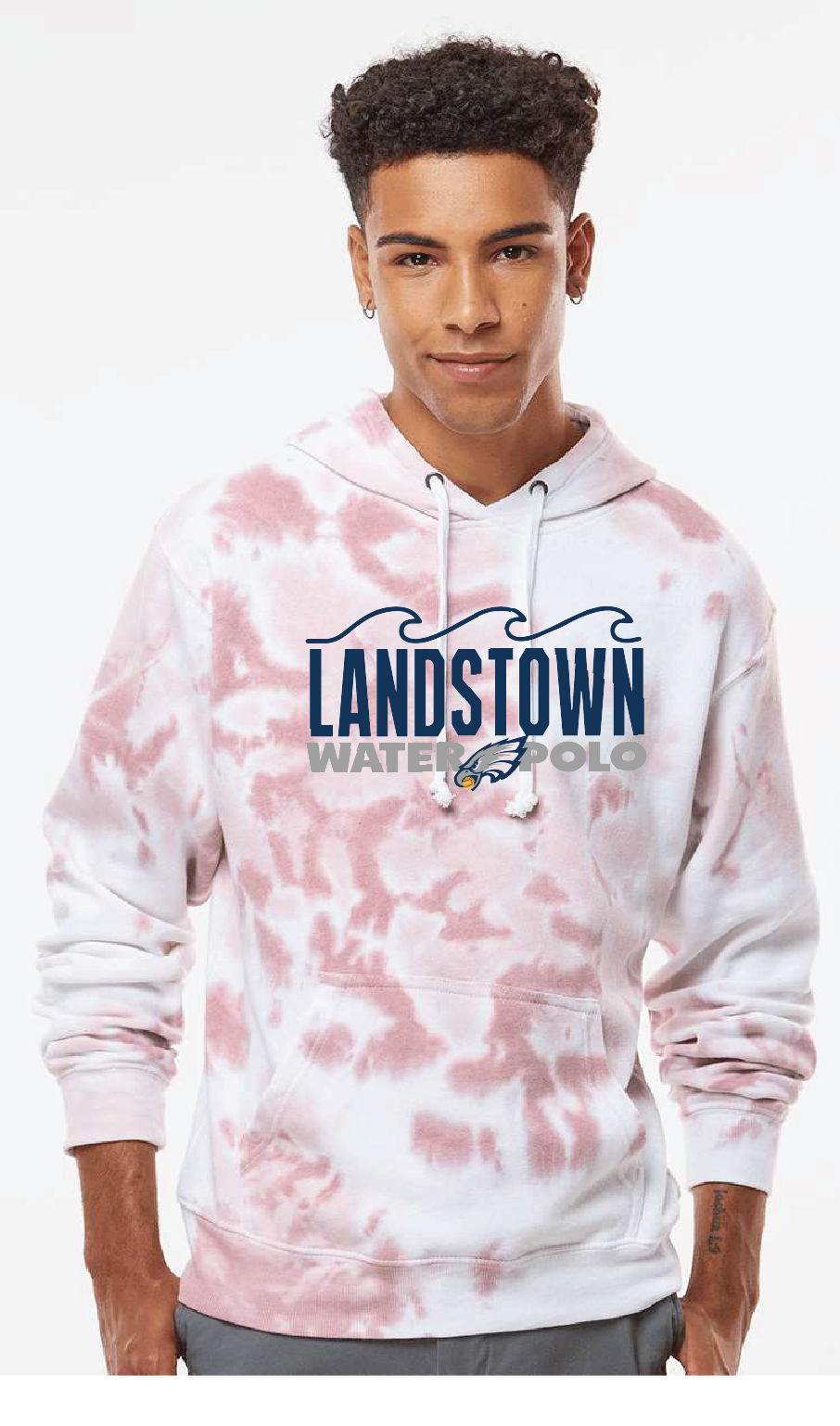 Tie-Dye Fleece Hooded Sweatshirt / Red / Landstown High School Water Polo